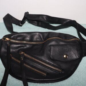 DiFranzo Leather Fashion Fanny Pack - Waist Bag/Organizer - Black NWOT